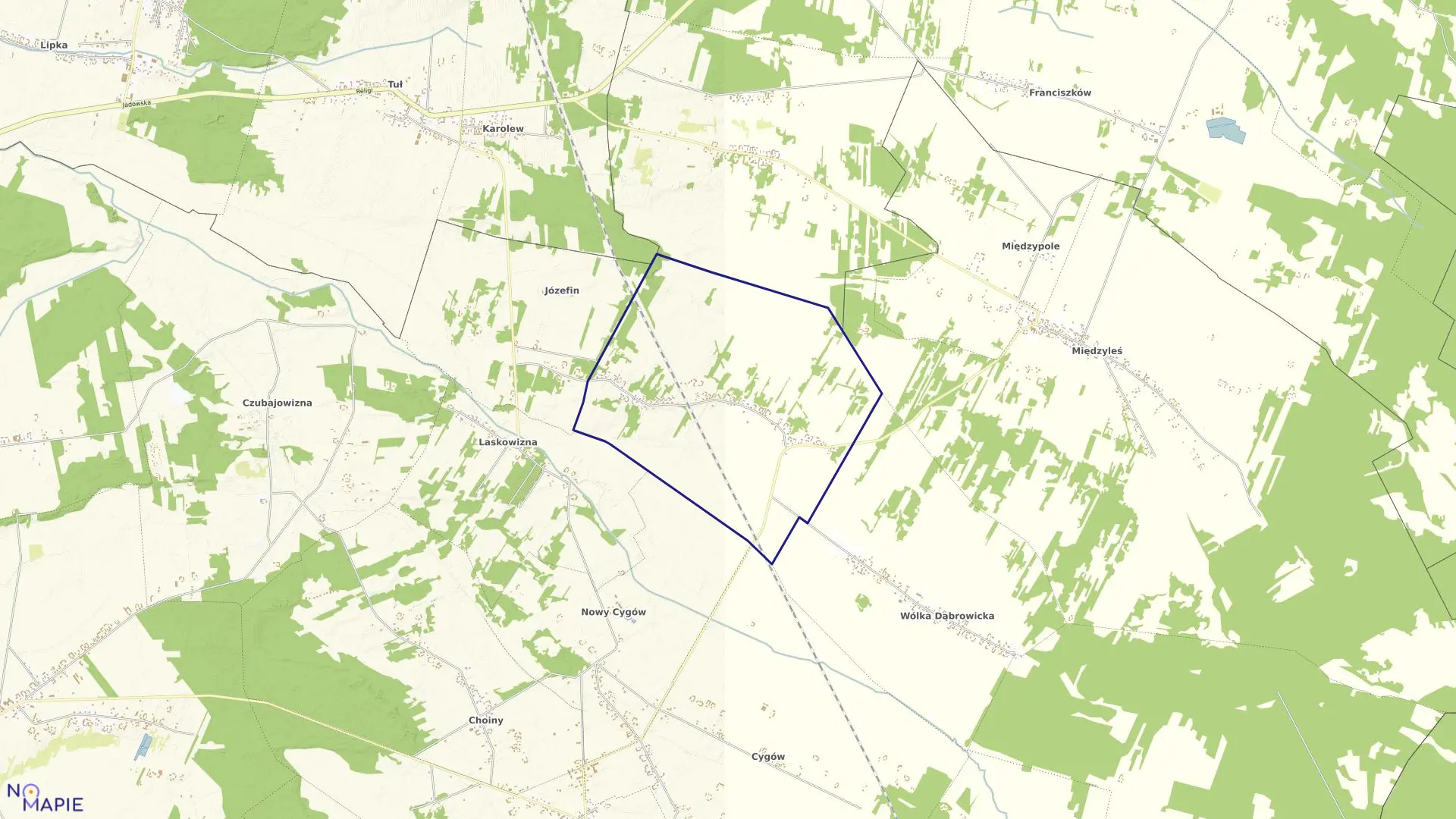 Mapa obrębu DĄBROWICA w gminie Poświętne