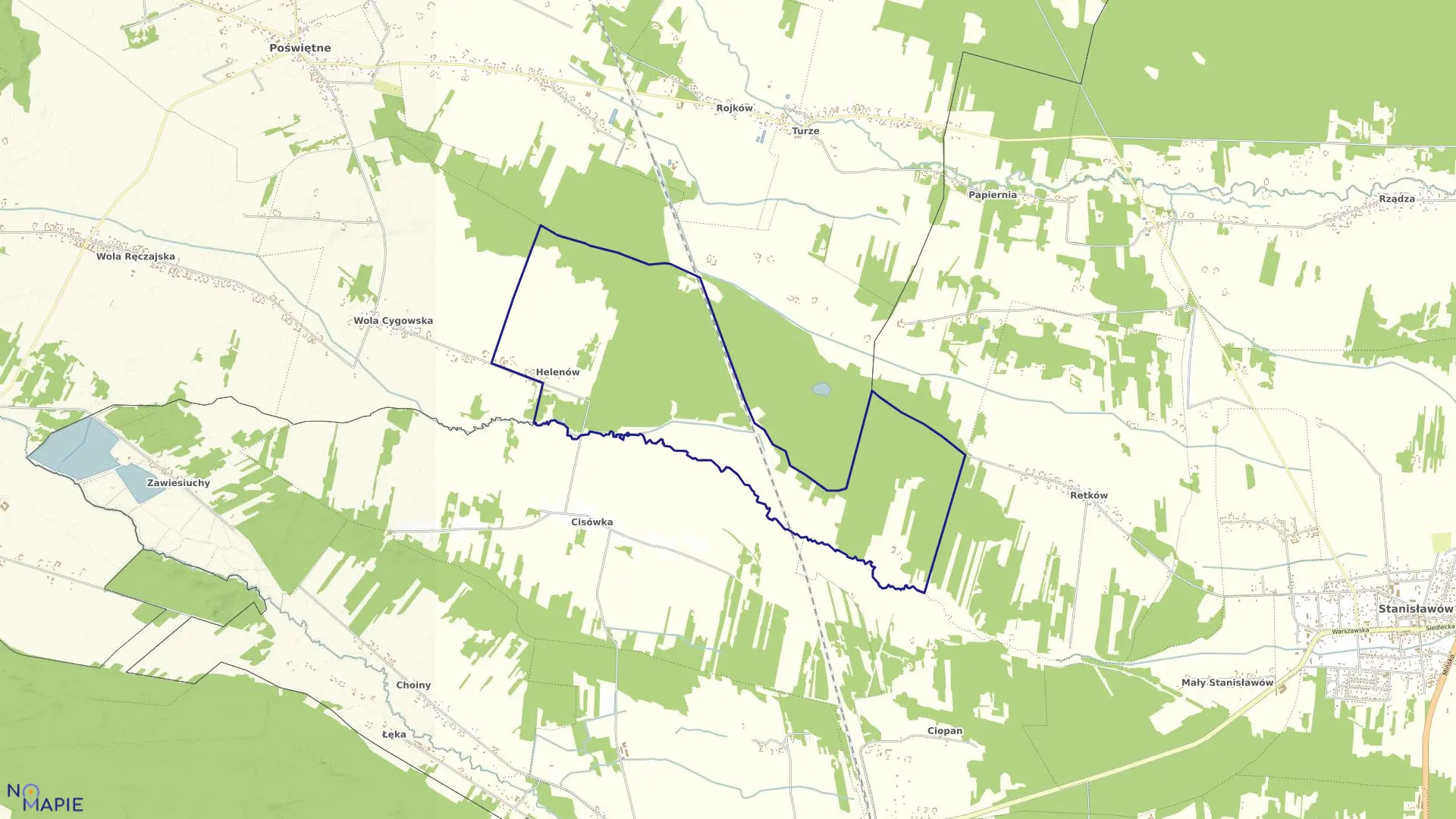 Mapa obrębu HELENÓW w gminie Poświętne