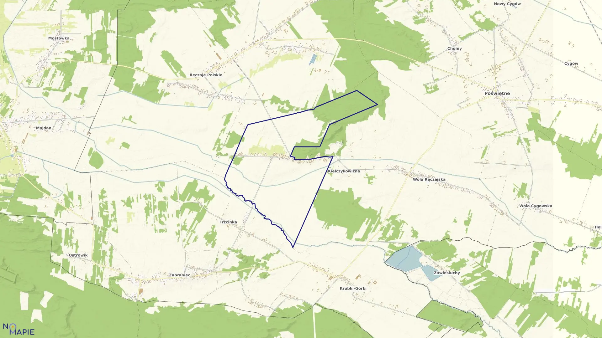 Mapa obrębu KOLNO w gminie Poświętne
