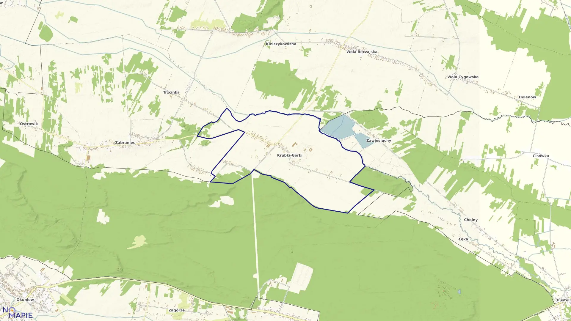 Mapa obrębu KRUBKI GÓRKI w gminie Poświętne