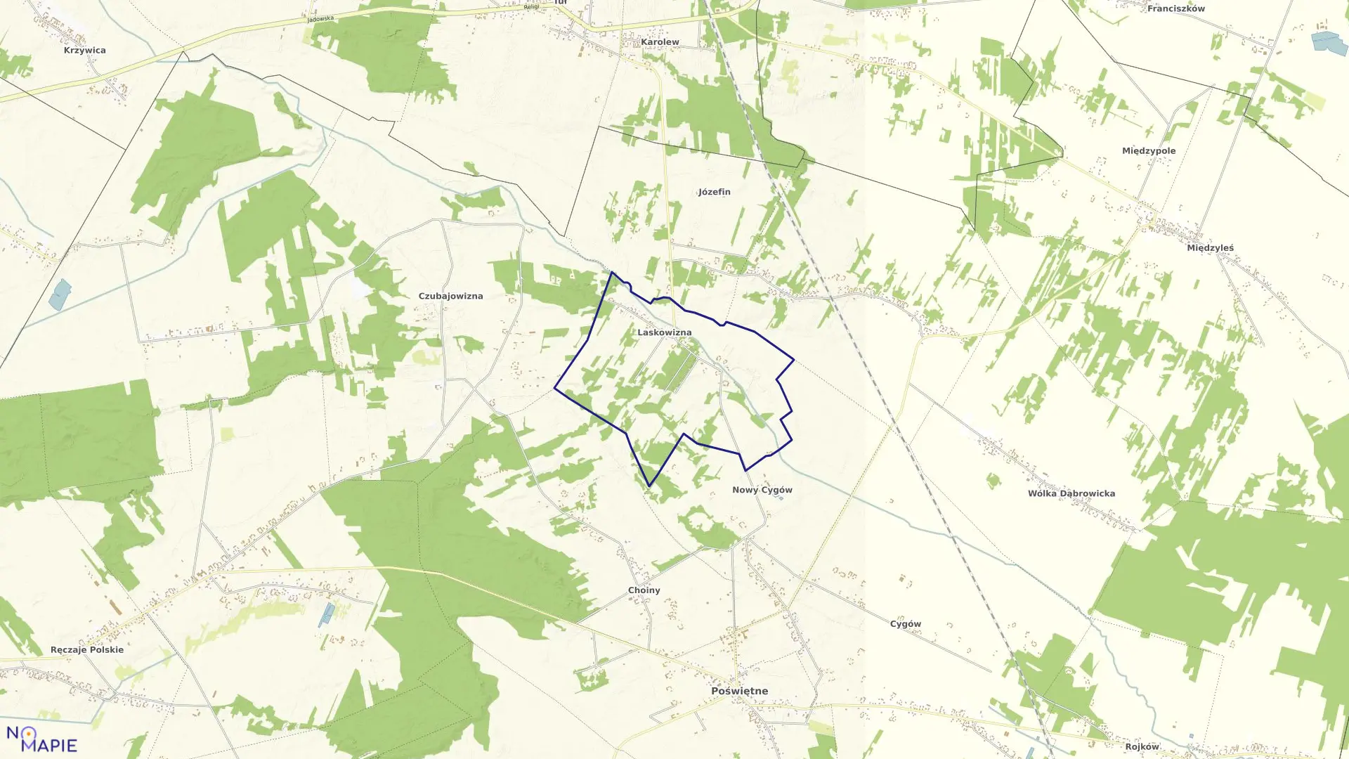 Mapa obrębu LASKOWIZNA w gminie Poświętne
