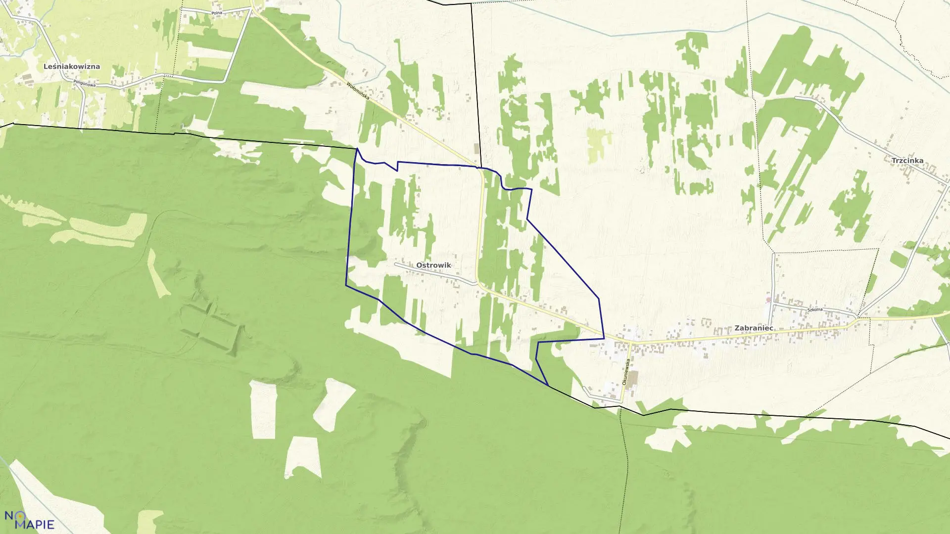 Mapa obrębu OSTROWIK w gminie Poświętne