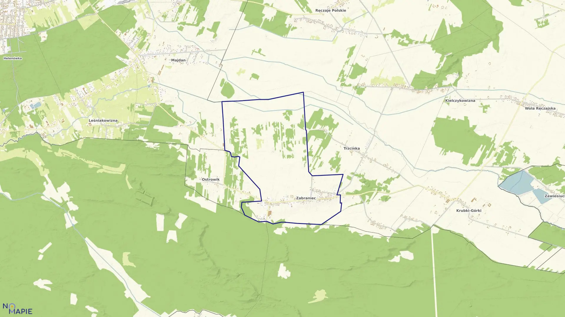 Mapa obrębu ZABRANIEC w gminie Poświętne